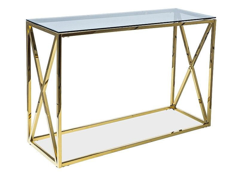 Veneti Konzolový stolík LAZARUS - sklo / zlatý